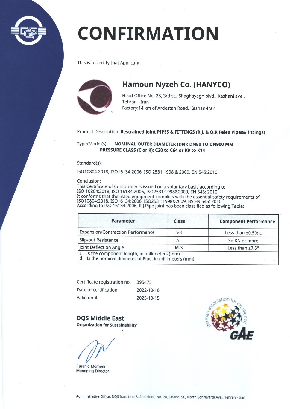 Product Confirmation RJ-Joint